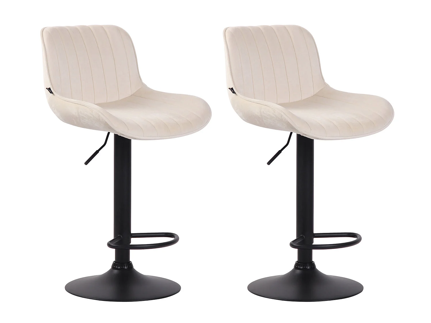 Lot de 2 Tabourets de bar - Velours & Métal - Crème - Lentini