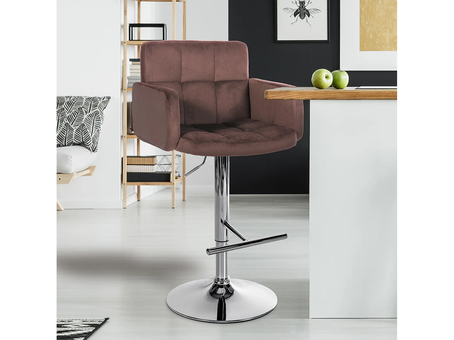 Tabouret de bar - Velours & Métal - Marron - Los Angeles