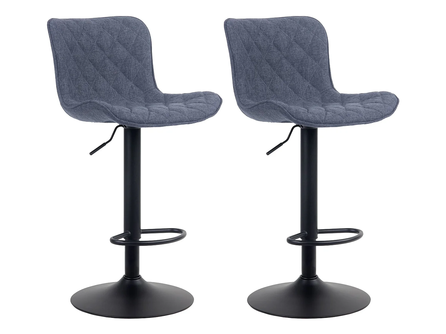 Lot de 2 Tabourets de bar - Tissu & Métal - Bleu - Emma