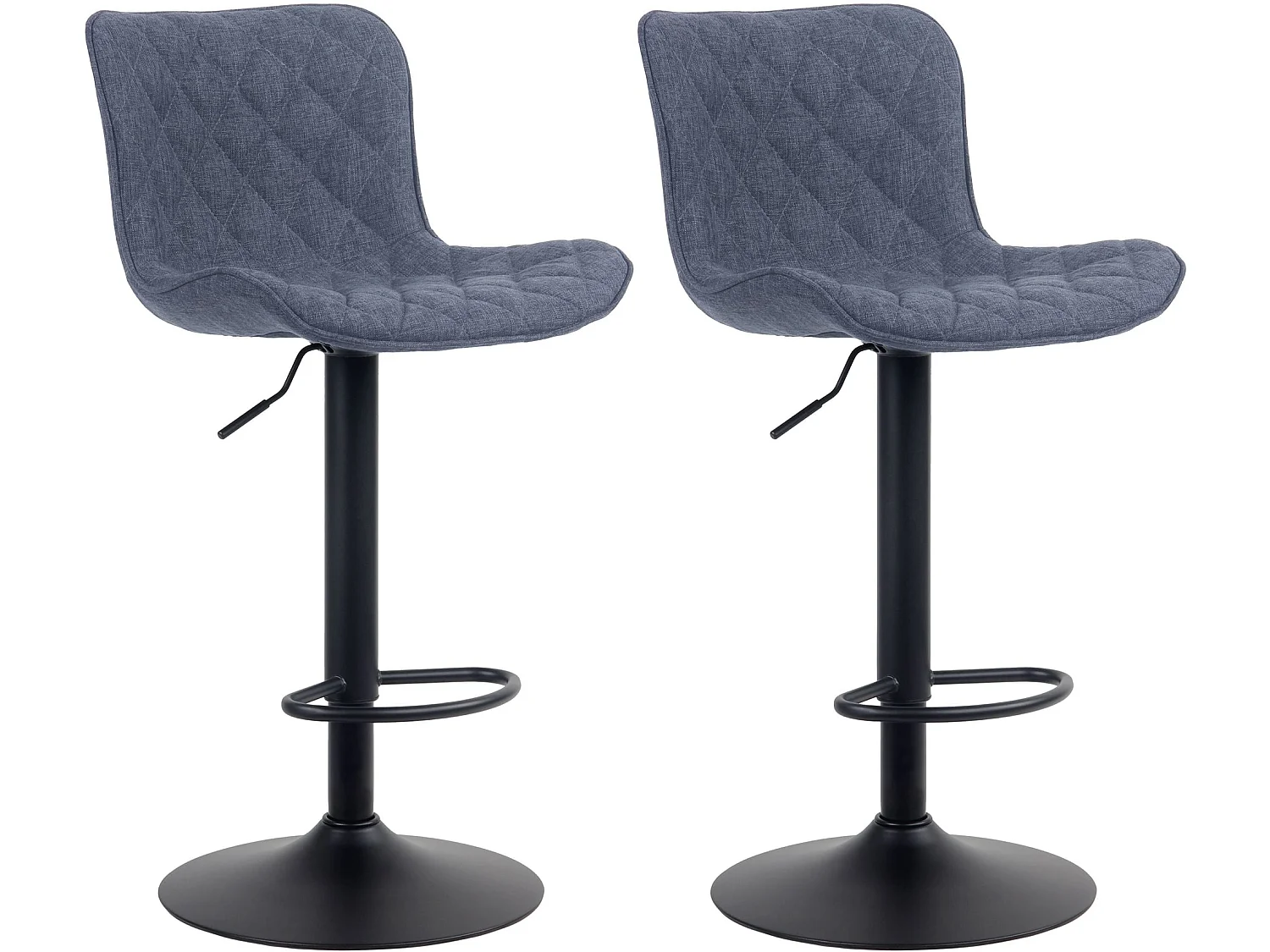 Lot de 2 Tabourets de bar - Tissu & Métal - Bleu - Emma