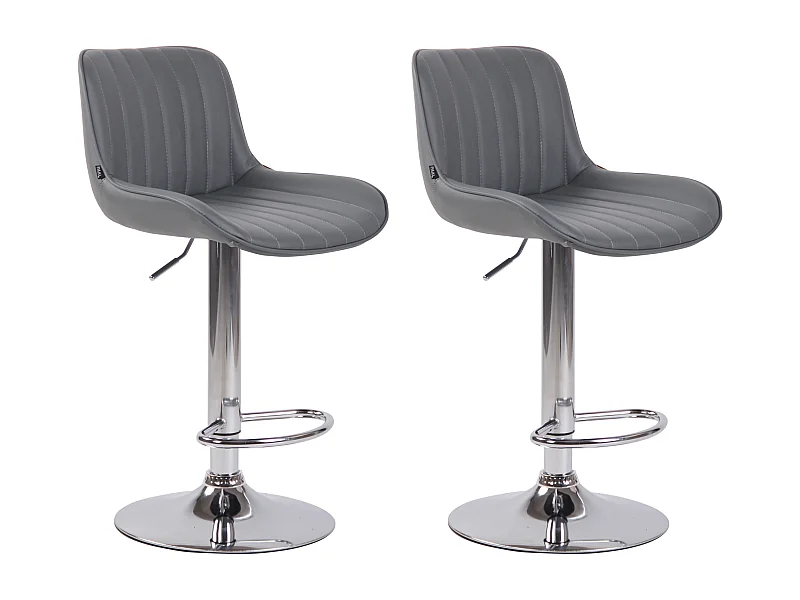 2er Set Barhocker - Kunstleder & Metall - grau - Lentini