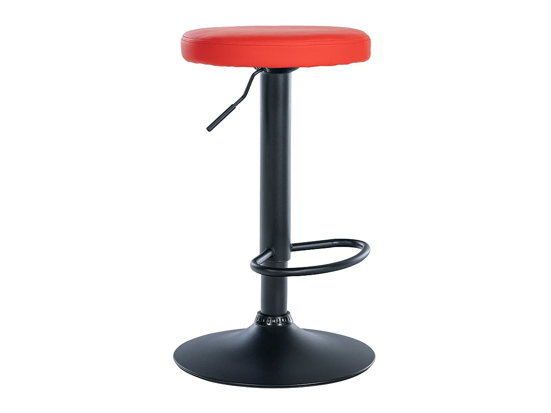 Tabouret de bar - Similicuir & Noir - Rouge - Ponte