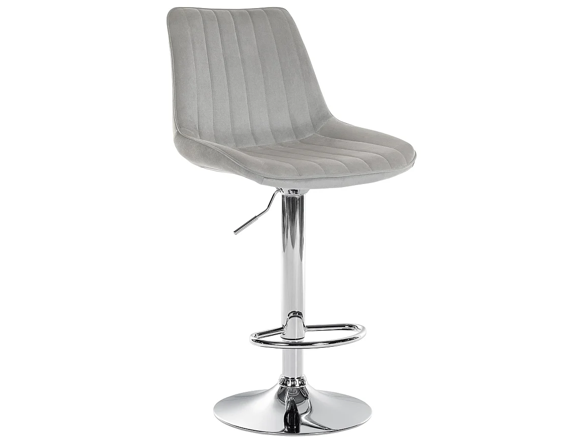 Tabouret de bar - Velours & Chrome - Gris - Toni