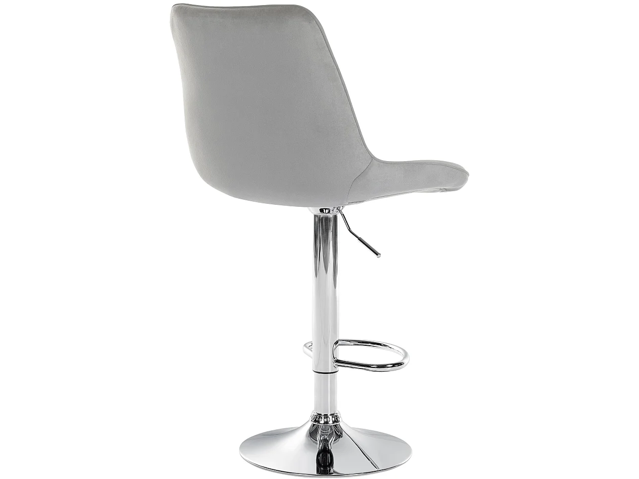 Tabouret de bar - Velours & Chrome - Gris - Toni