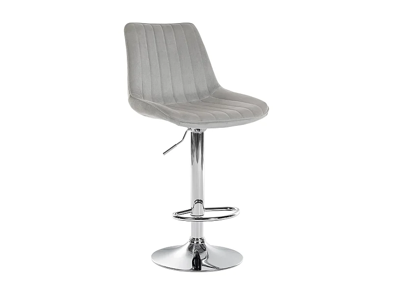 Tabouret de bar - Velours & Chrome - Gris - Toni
