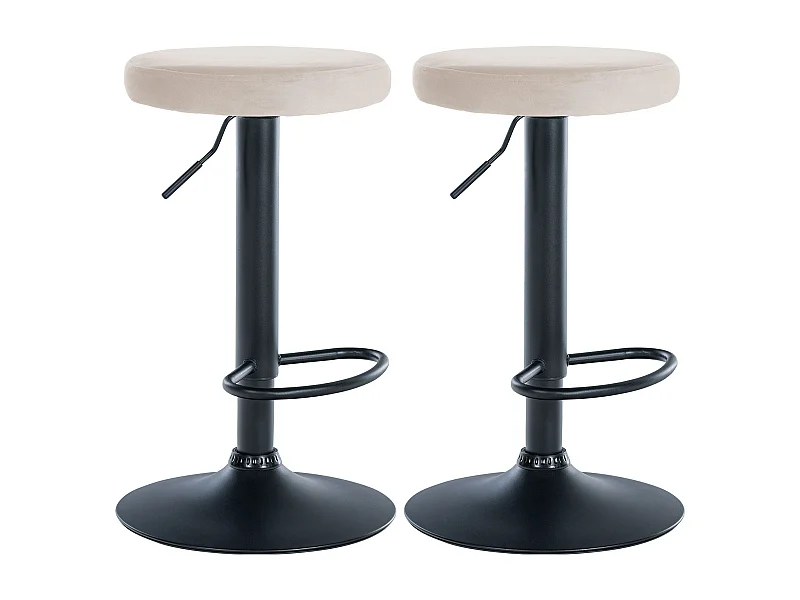 Lot de 2 Tabourets de bar - Velours & Métal - Crème - Ponte