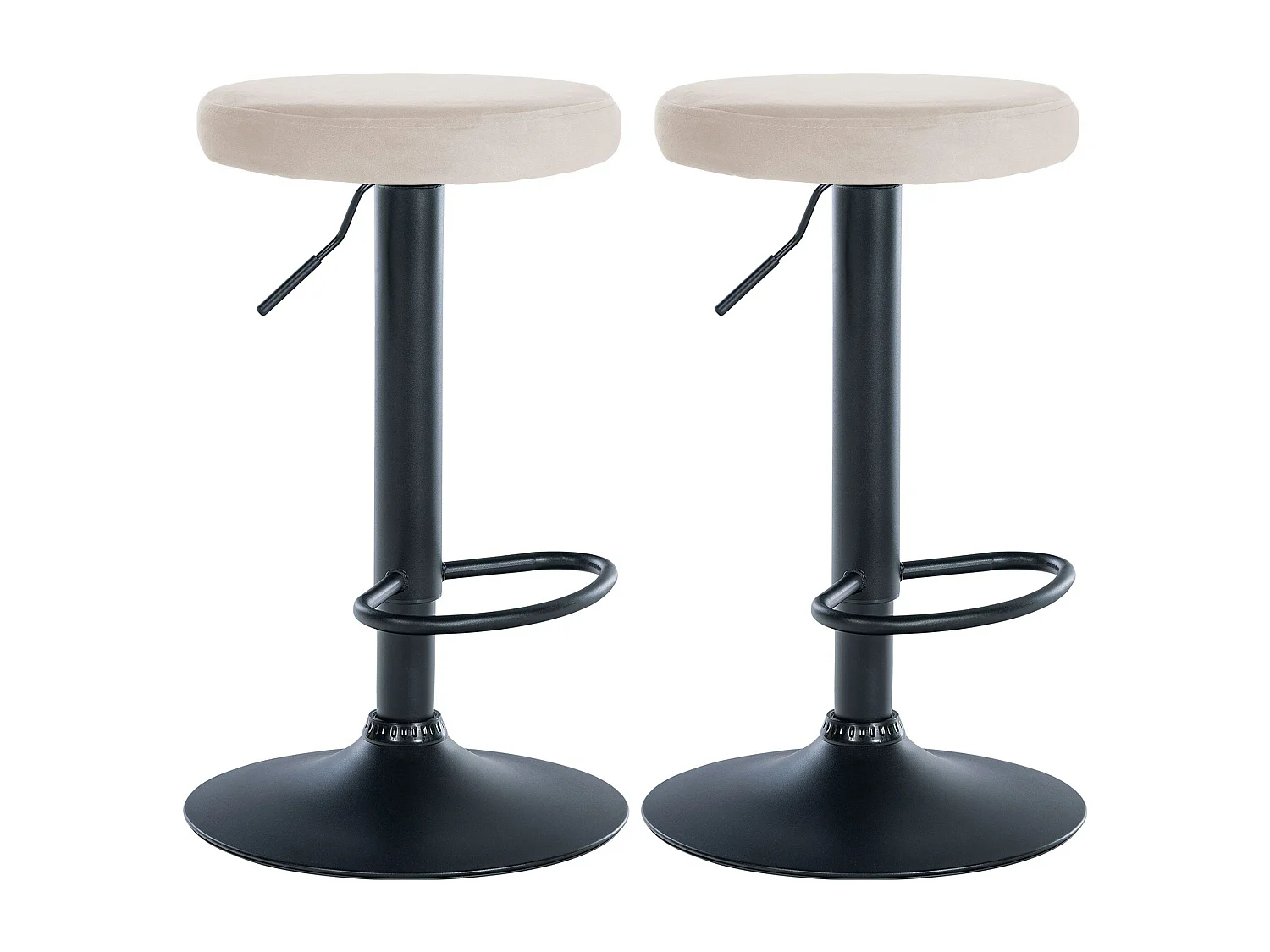 Lot de 2 Tabourets de bar - Velours & Métal - Crème - Ponte