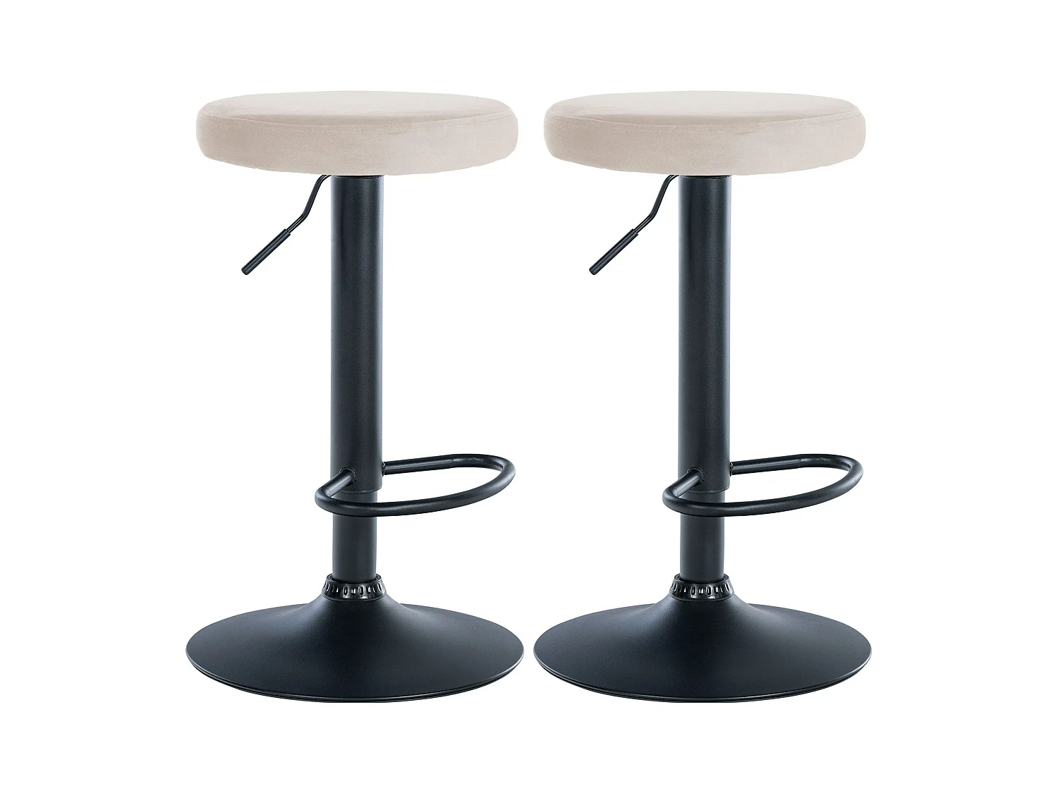 Lot de 2 Tabourets de bar - Velours & Métal - Crème - Ponte