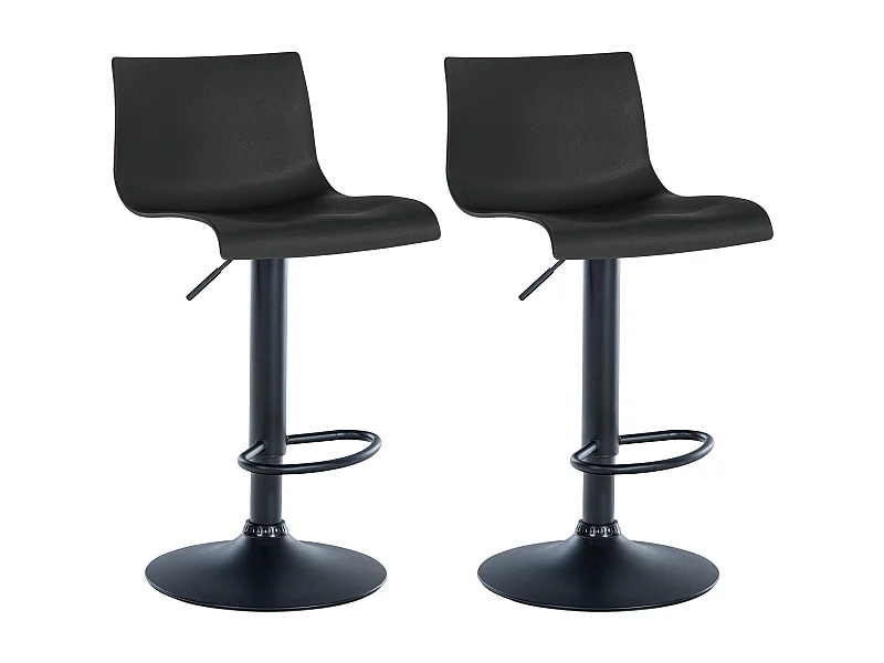 Lot de 2  Tabouret de bar - Plastique & Métal - Noir - Branford