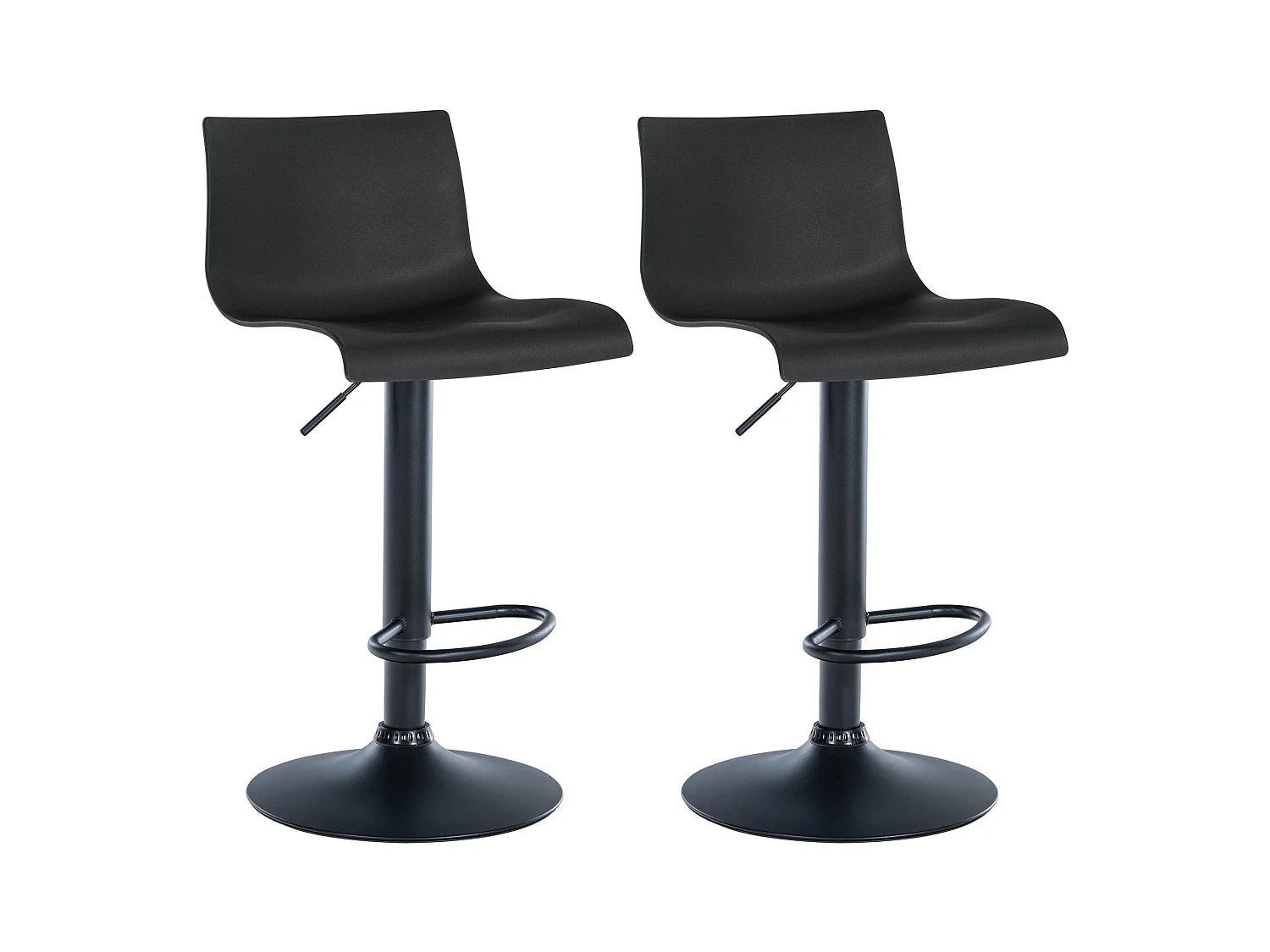 Lot de 2  Tabouret de bar - Plastique & Métal - Noir - Branford