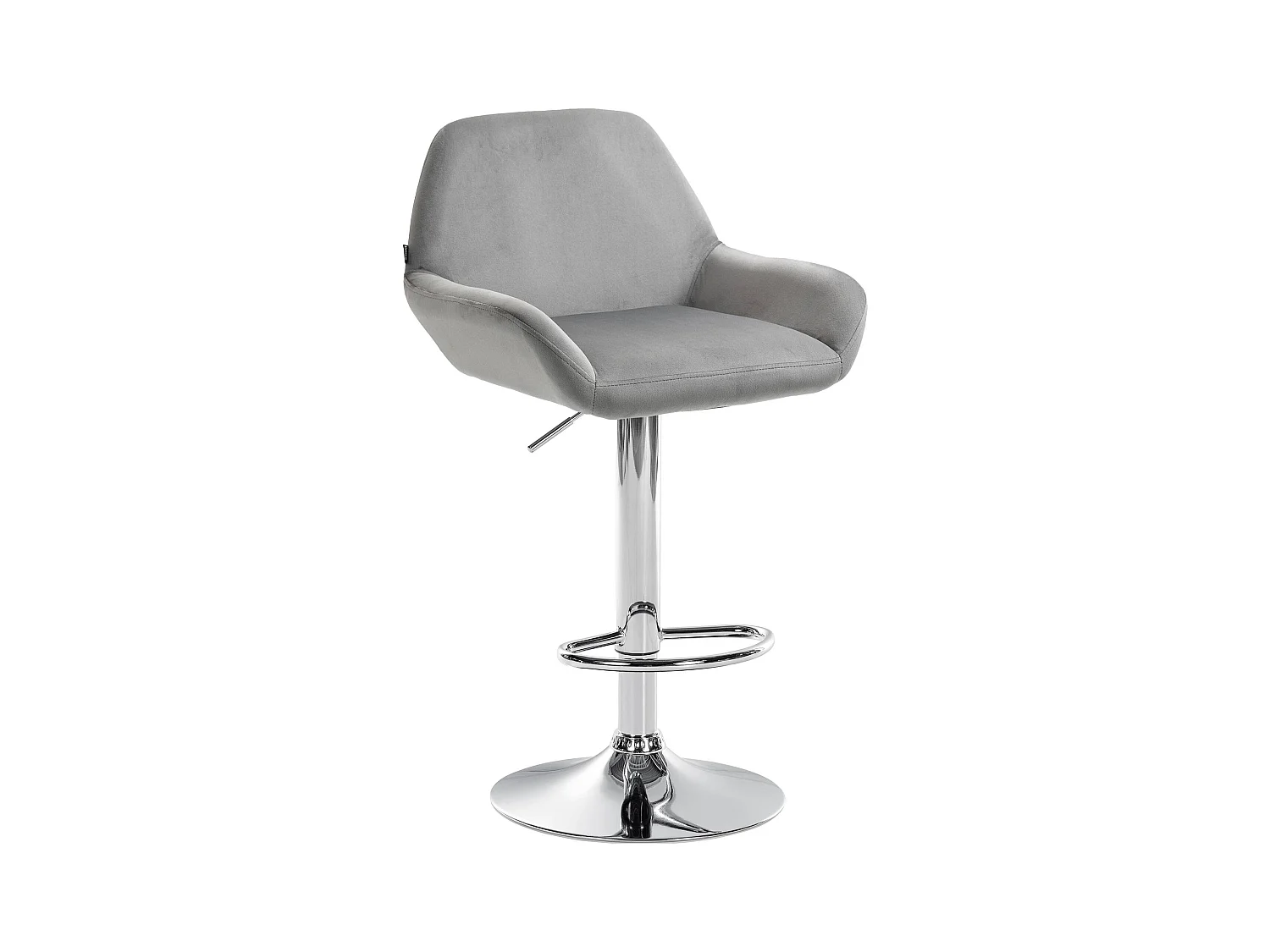 Tabouret de bar - Velours & Chrome - Gris - Braga