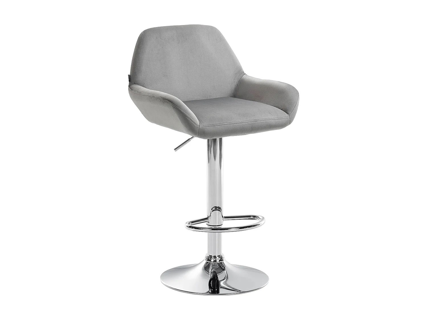 Tabouret de bar - Velours & Chrome - Gris - Braga