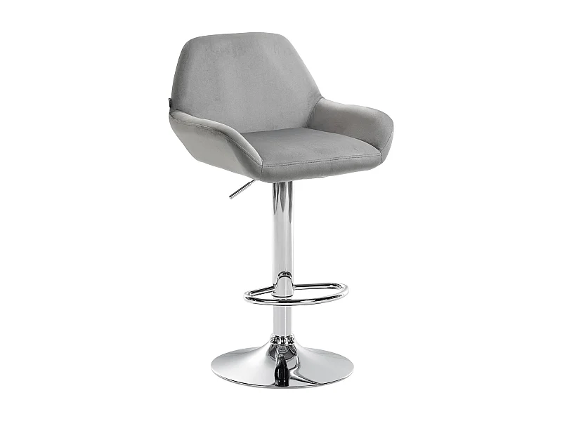 Tabouret de bar - Velours & Chrome - Gris - Braga