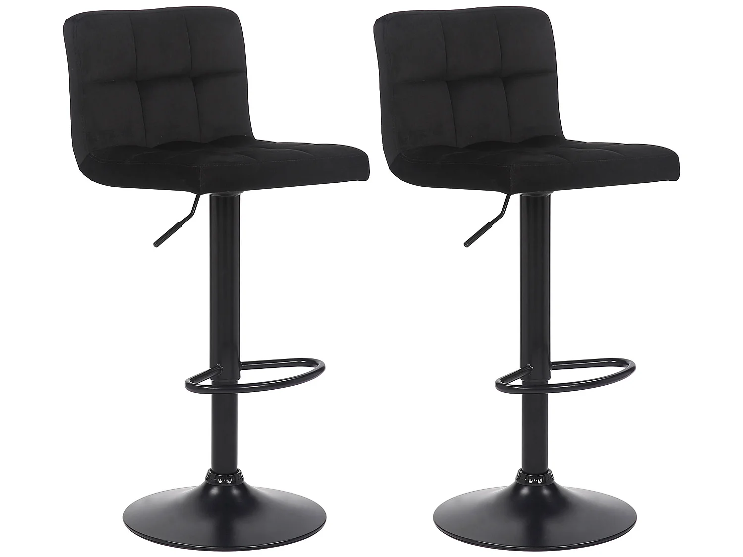 Lot de 2  Tabouret de bar - Velours & Blanc - Noir - Feni