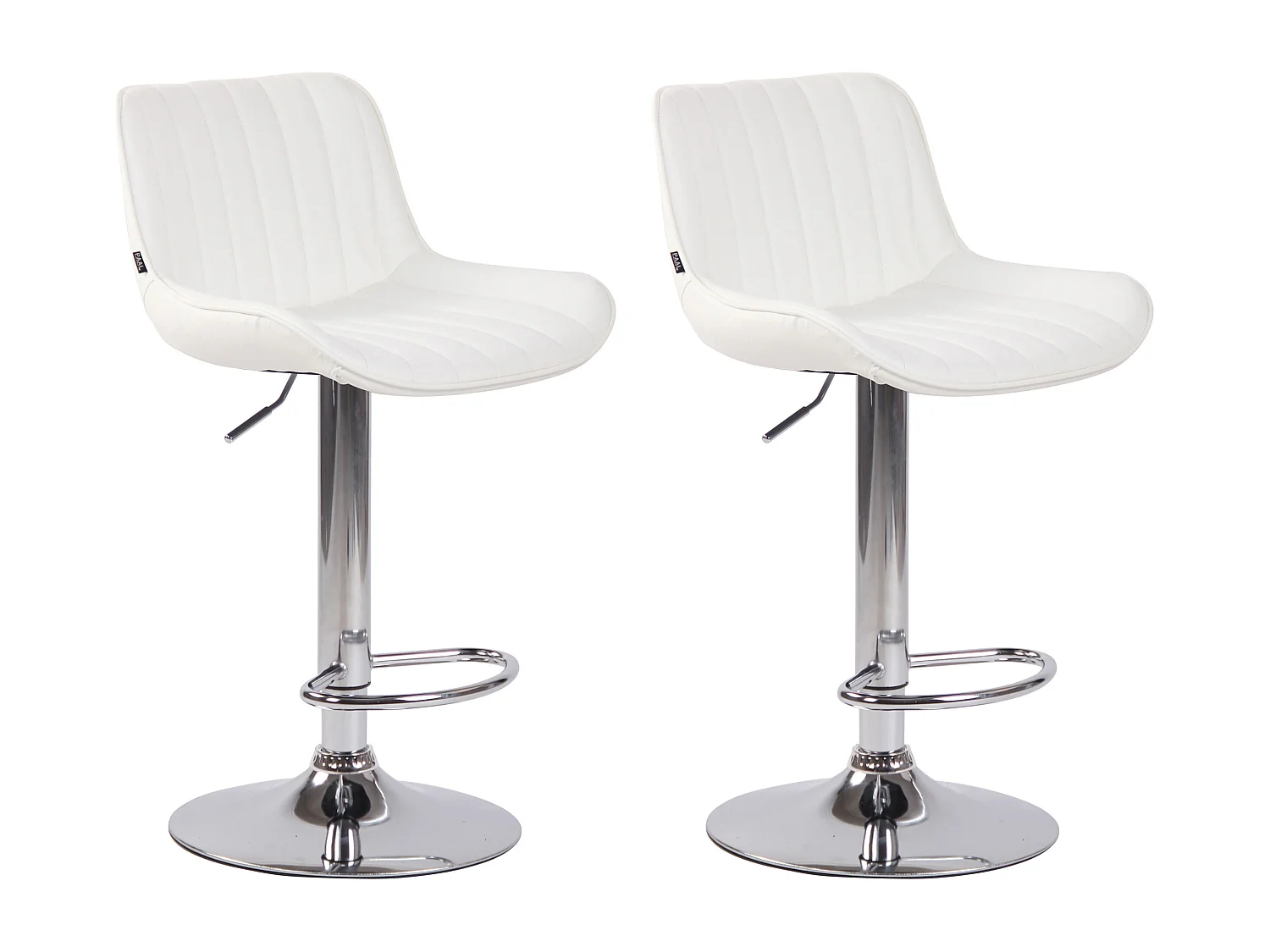 Lot de 2 Tabourets de bar - Similicuir & Métal - Blanc - Lentini