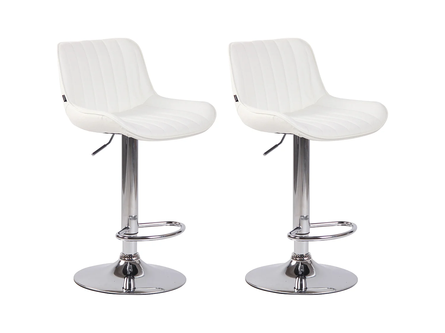 Lot de 2 Tabourets de bar - Similicuir & Métal - Blanc - Lentini