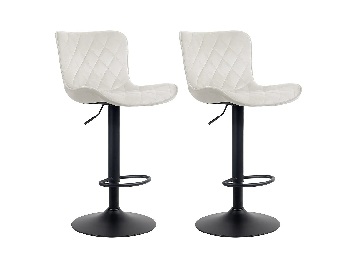 Lot de 2 Tabourets de bar - Velours & Métal - Crème - Emma