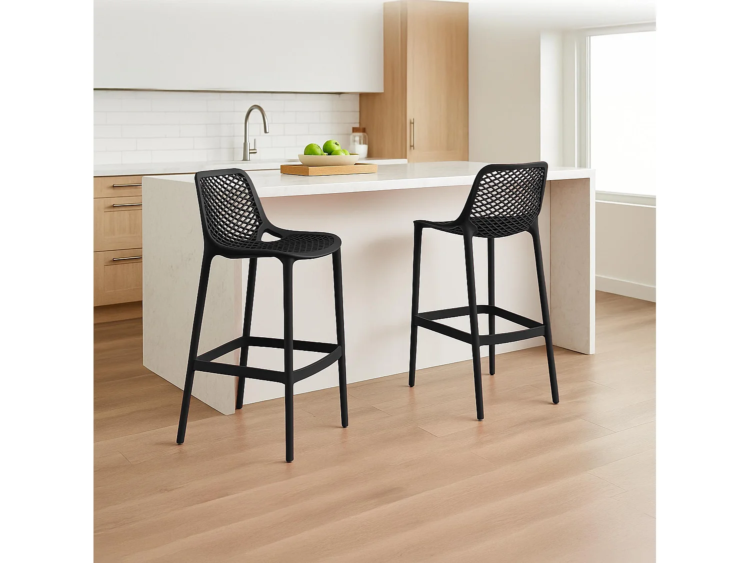 Lot de 2  Tabouret de bar - Plastique - Noir - Air