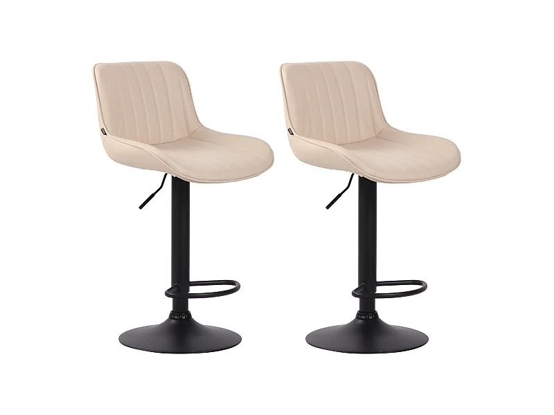 2er Set Barhocker - Kunstleder & Metall - creme - Lentini