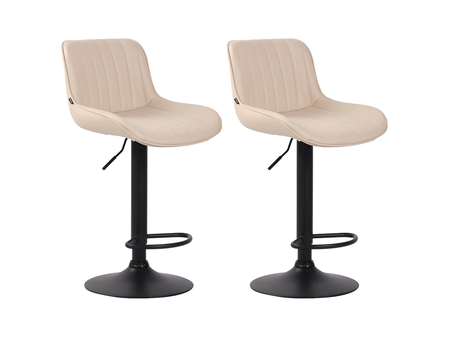 Lot de 2 Tabourets de bar - Similicuir & Métal - Crème - Lentini