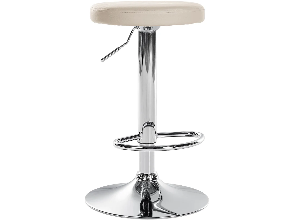 Tabouret de bar - Similicuir & Chrome - Crème - Ponte