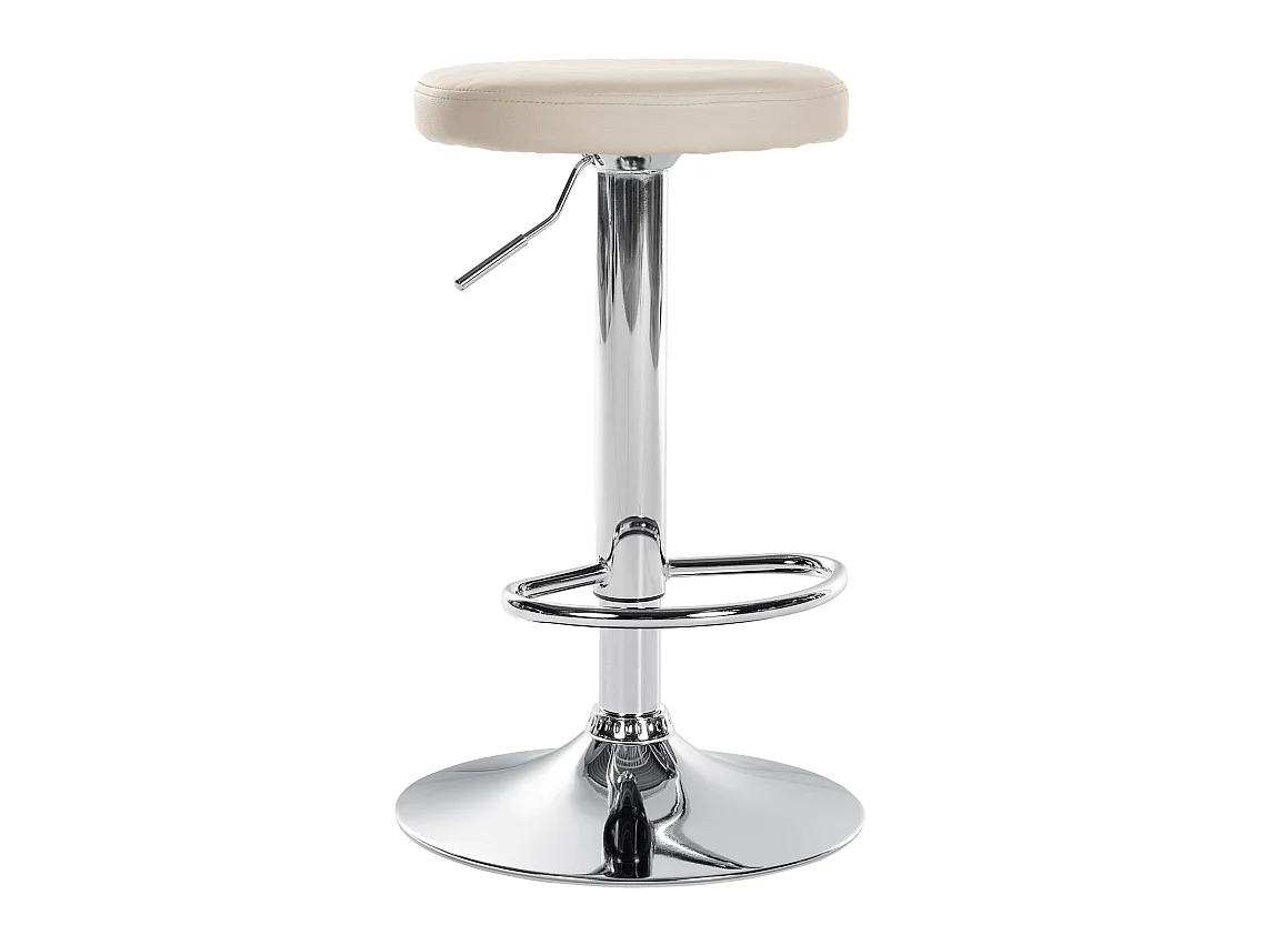 Tabouret de bar - Similicuir & Chrome - Crème - Ponte