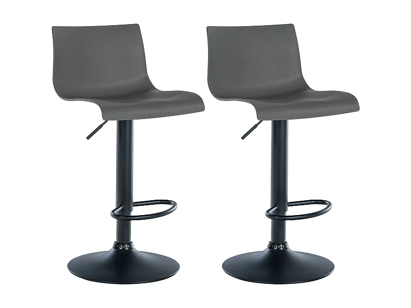 Lot de 2  Tabouret de bar - Plastique & Métal - Gris - Branford