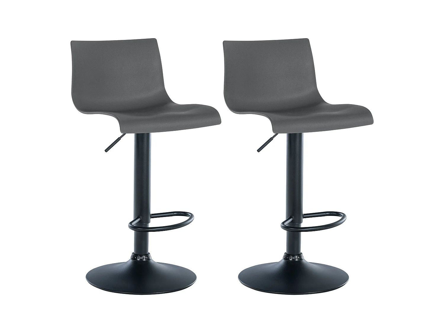 Lot de 2  Tabouret de bar - Plastique & Métal - Gris - Branford