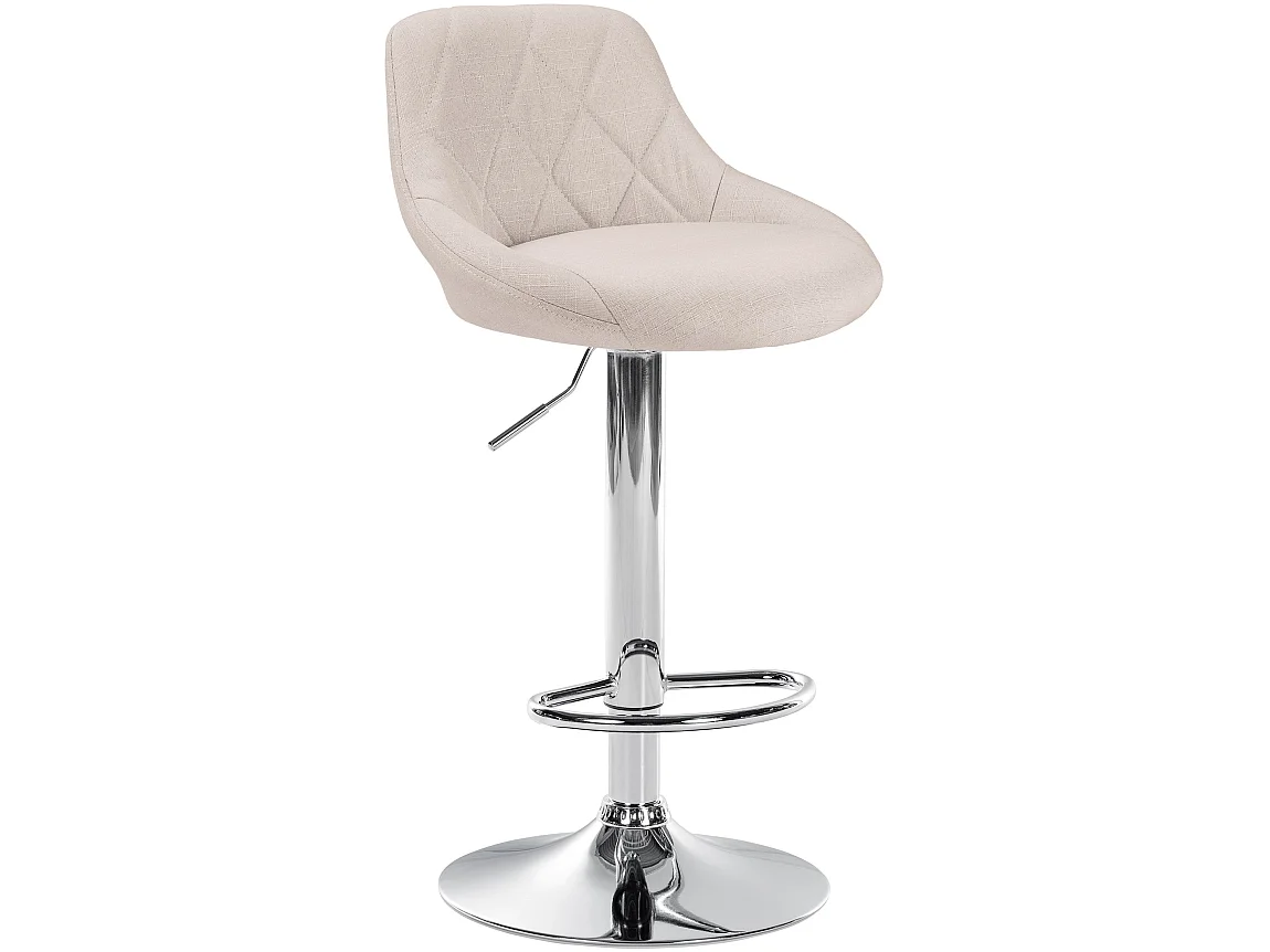 Tabouret de bar - Tissu & Chrome - Crème - Lazio