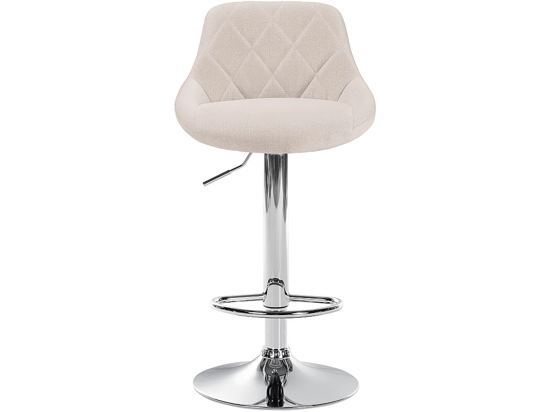 Tabouret de bar - Tissu & Chrome - Crème - Lazio