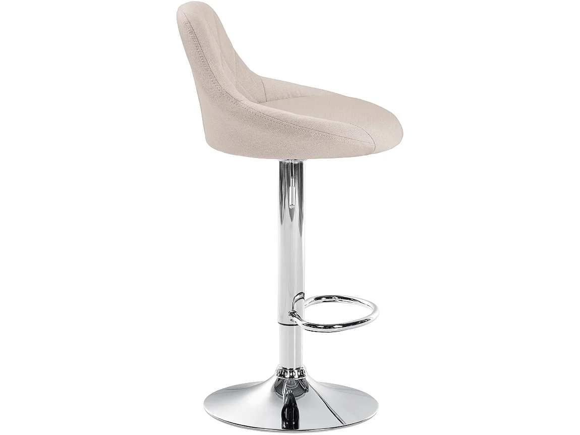 Tabouret de bar - Tissu & Chrome - Crème - Lazio