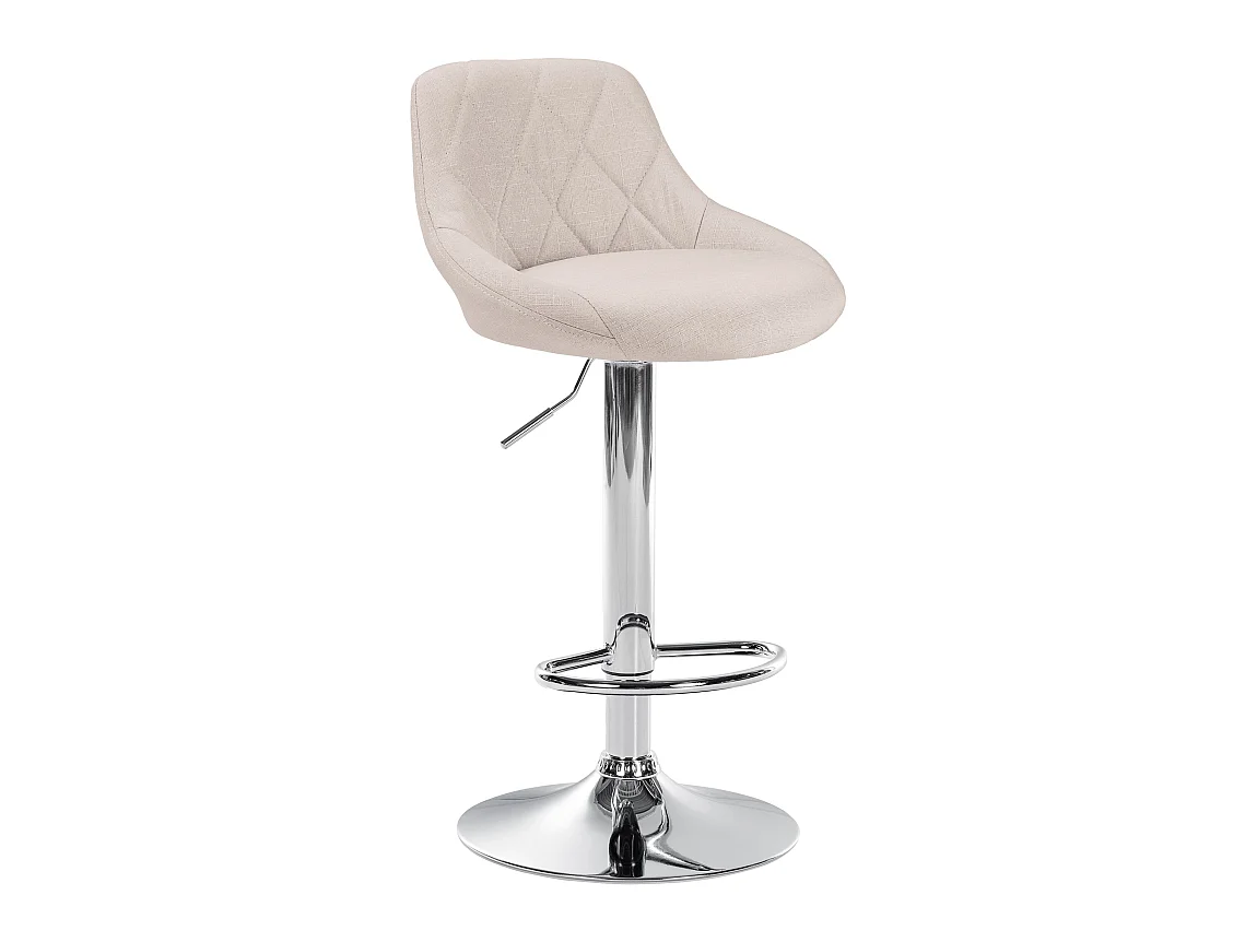 Tabouret de bar - Tissu & Chrome - Crème - Lazio