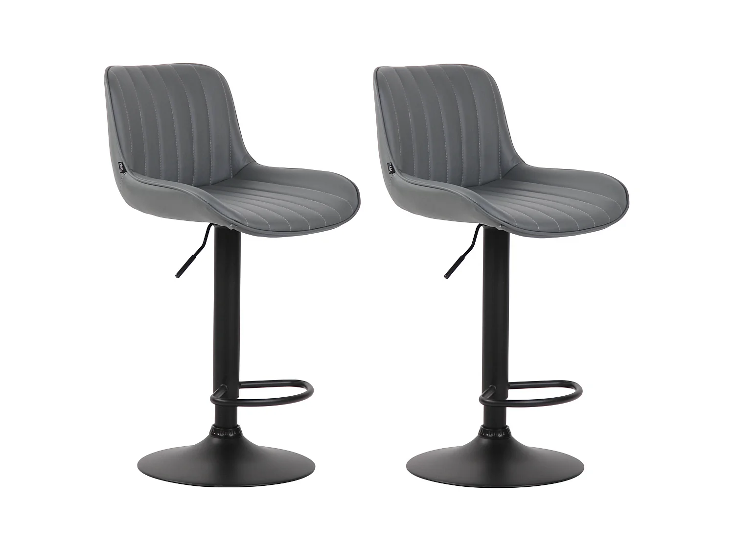 Lot de 2 Tabourets de bar - Similicuir & Métal - Gris - Lentini