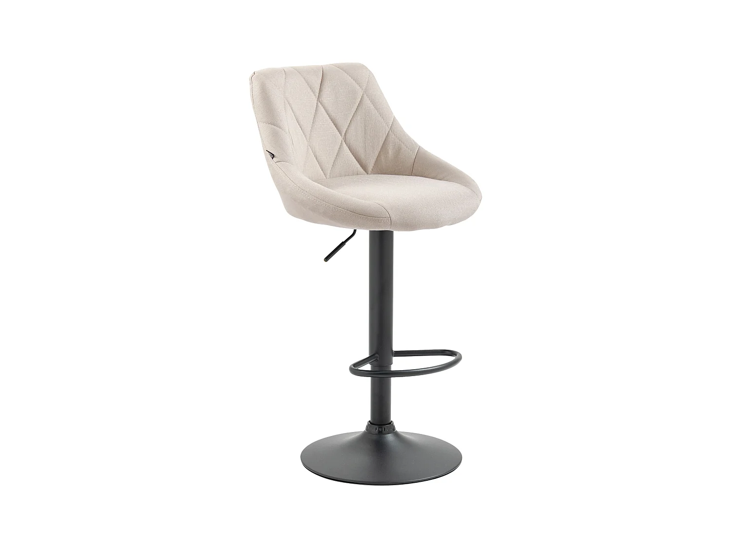 Tabouret de bar - Tissu & Noir - Crème - Lazio