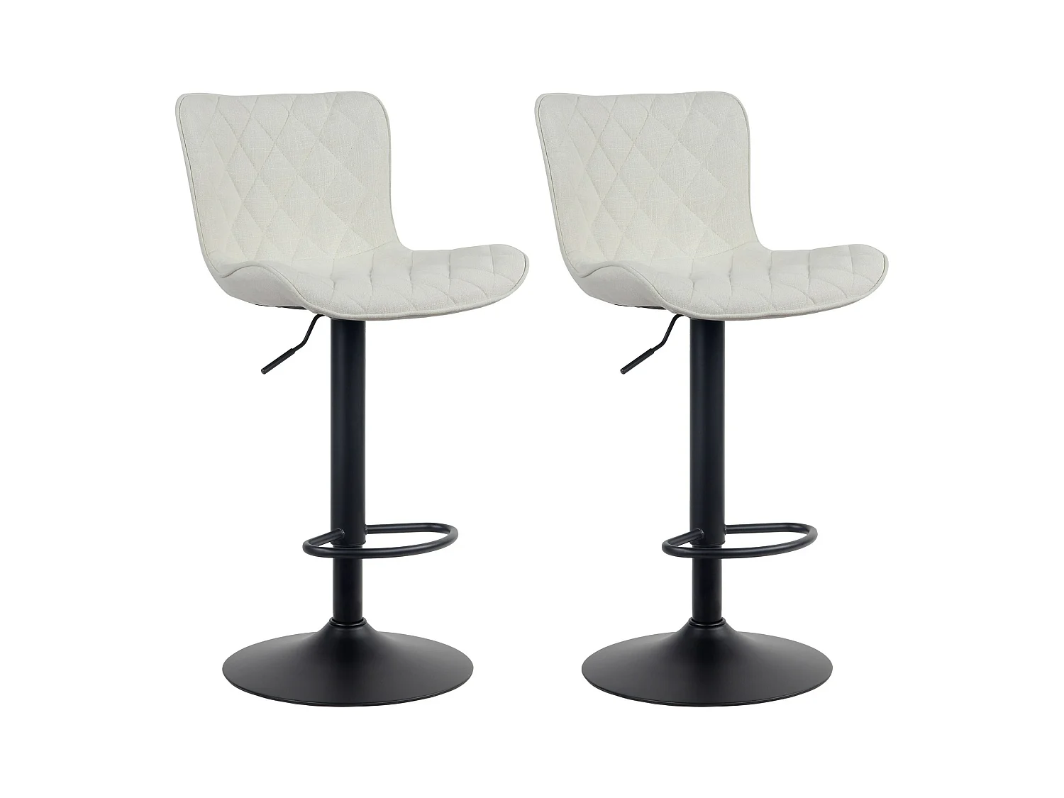 Lot de 2 Tabourets de bar - Tissu & Métal - Crème - Emma