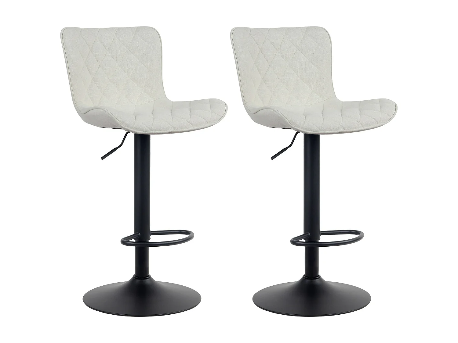 Lot de 2 Tabourets de bar - Tissu & Métal - Crème - Emma