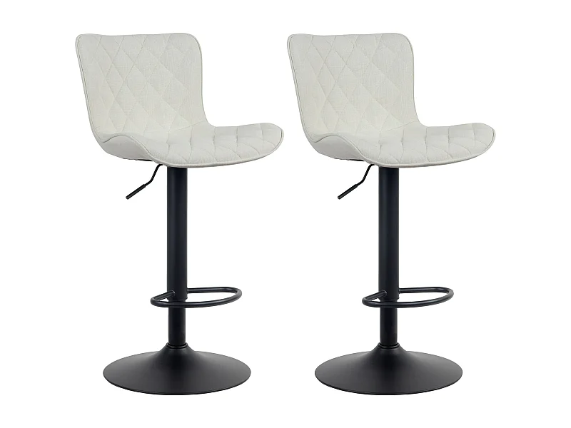Lot de 2 Tabourets de bar - Tissu & Métal - Crème - Emma