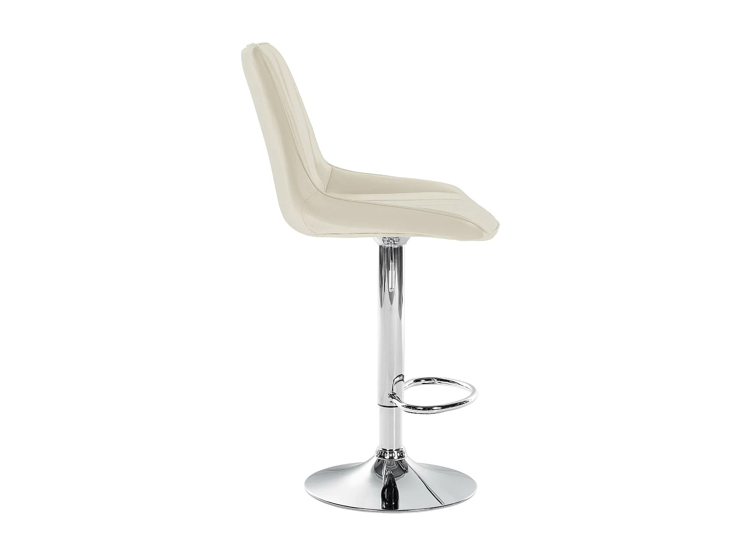 Tabouret de bar - Similicuir & Chrome - Crème - Toni