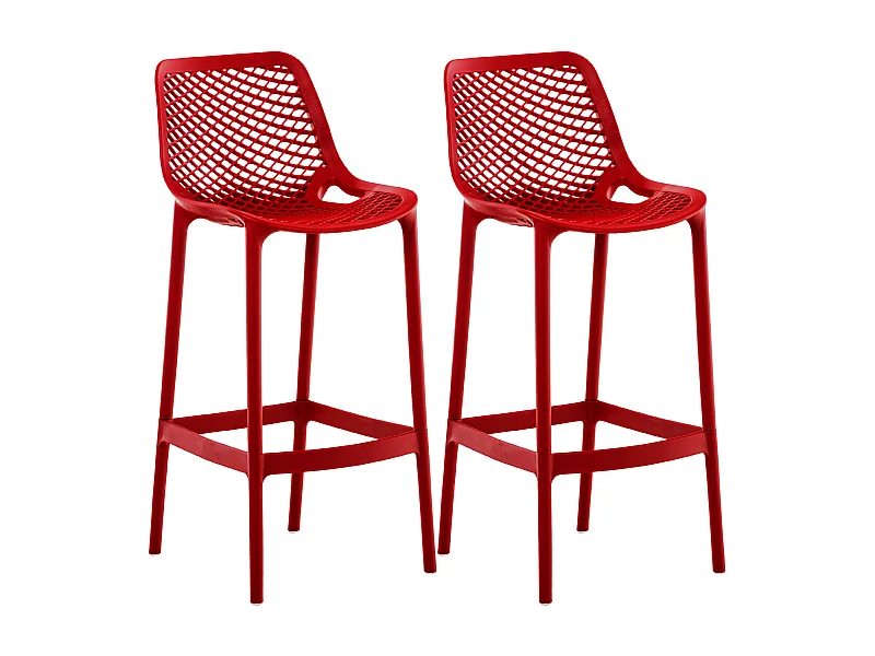 Lot de 2  Tabouret de bar - Plastique - Rouge - Air