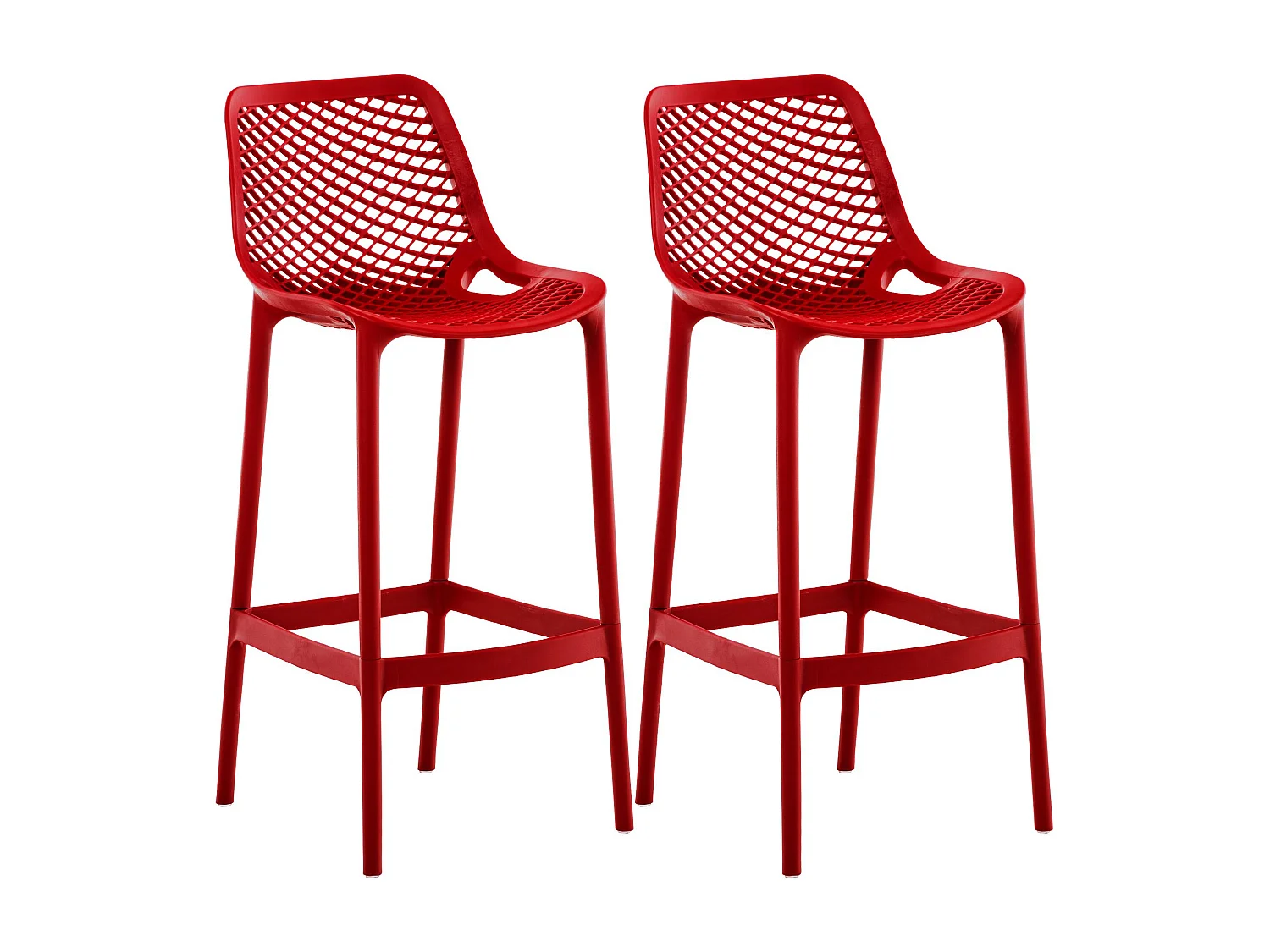 Lot de 2  Tabouret de bar - Plastique - Rouge - Air