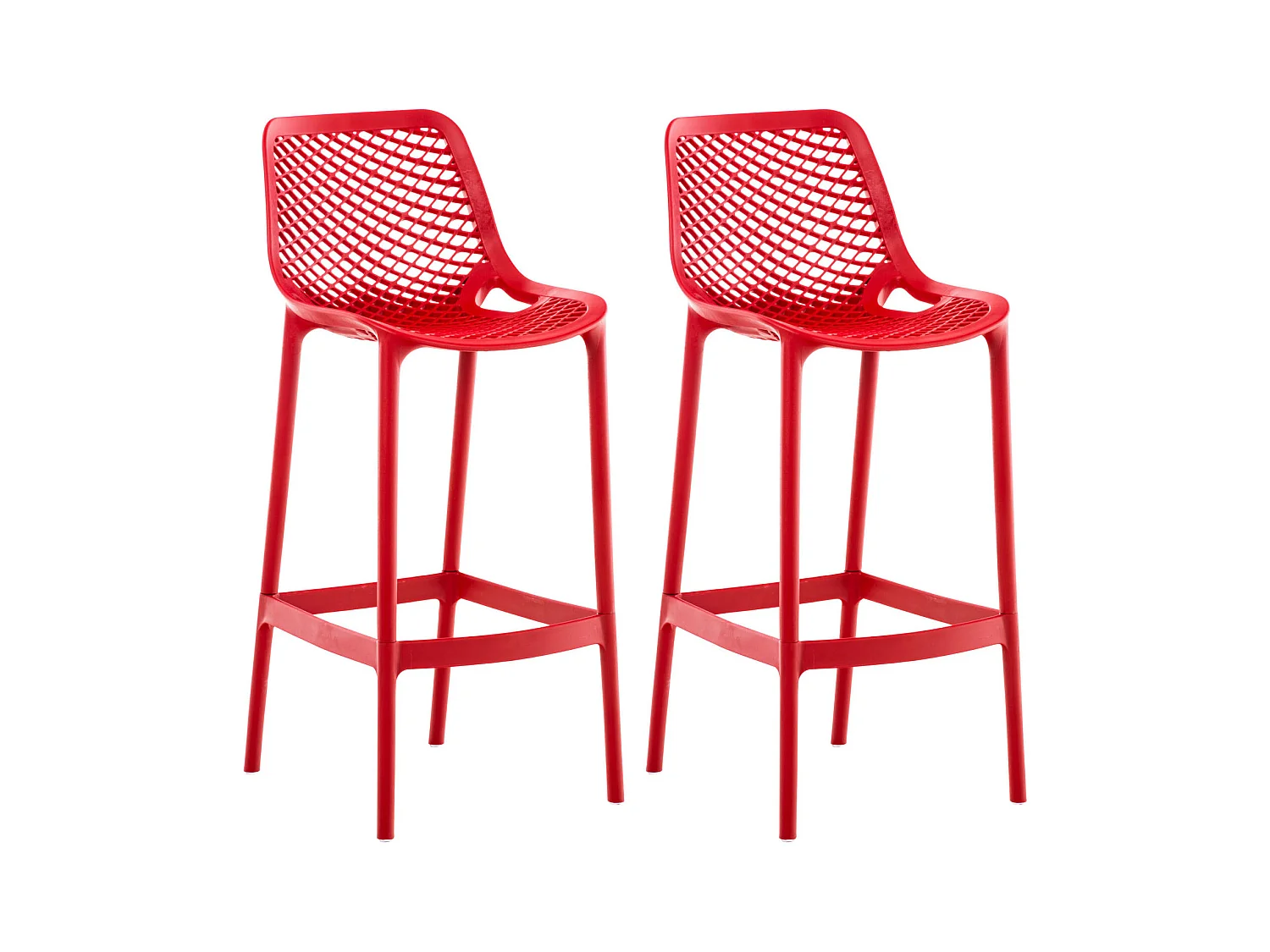 Lot de 2  Tabouret de bar - Plastique - Rouge - Air