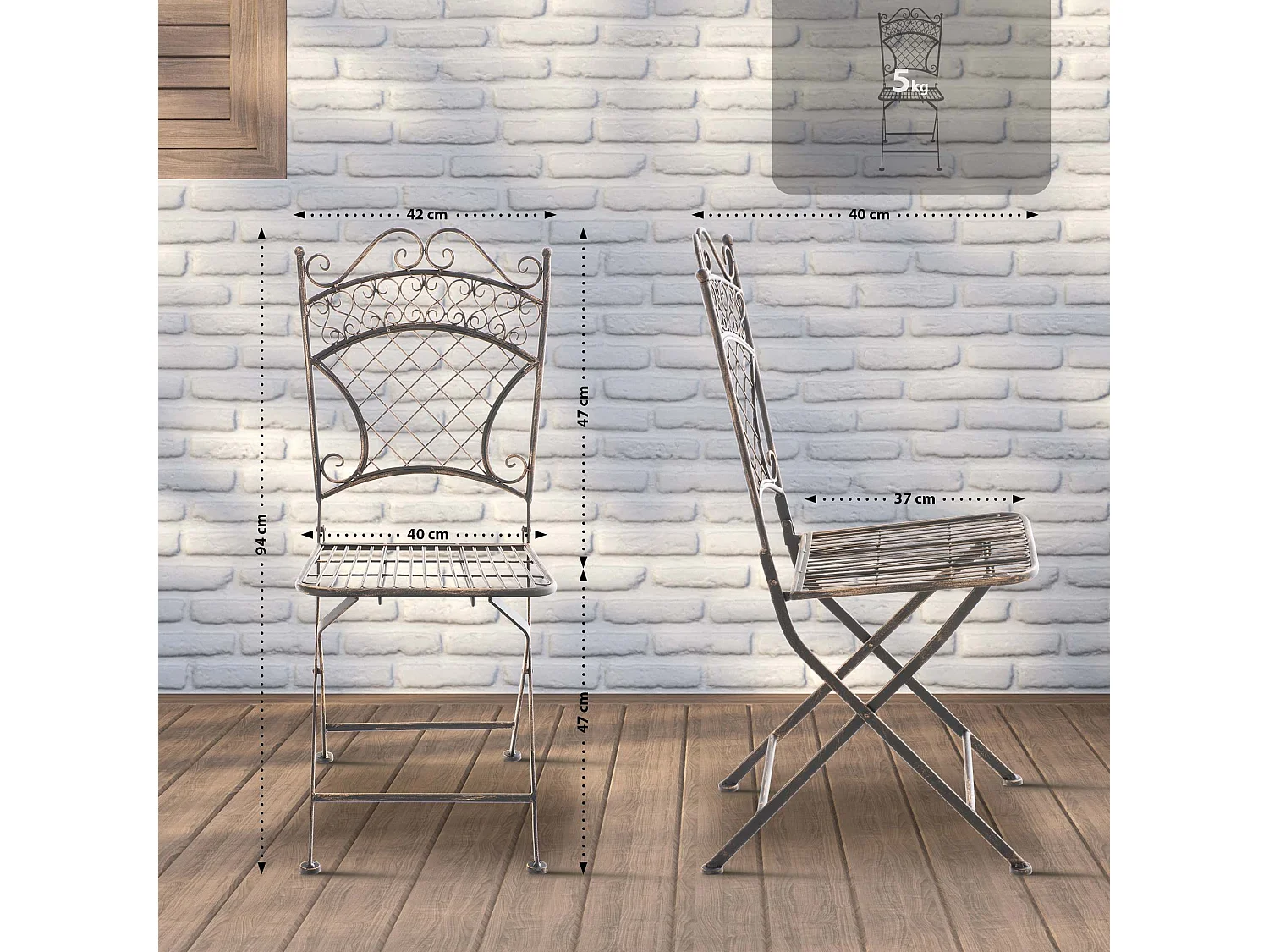 Set van 2  Tuinstoel - Metaal - bronzen - Adelar