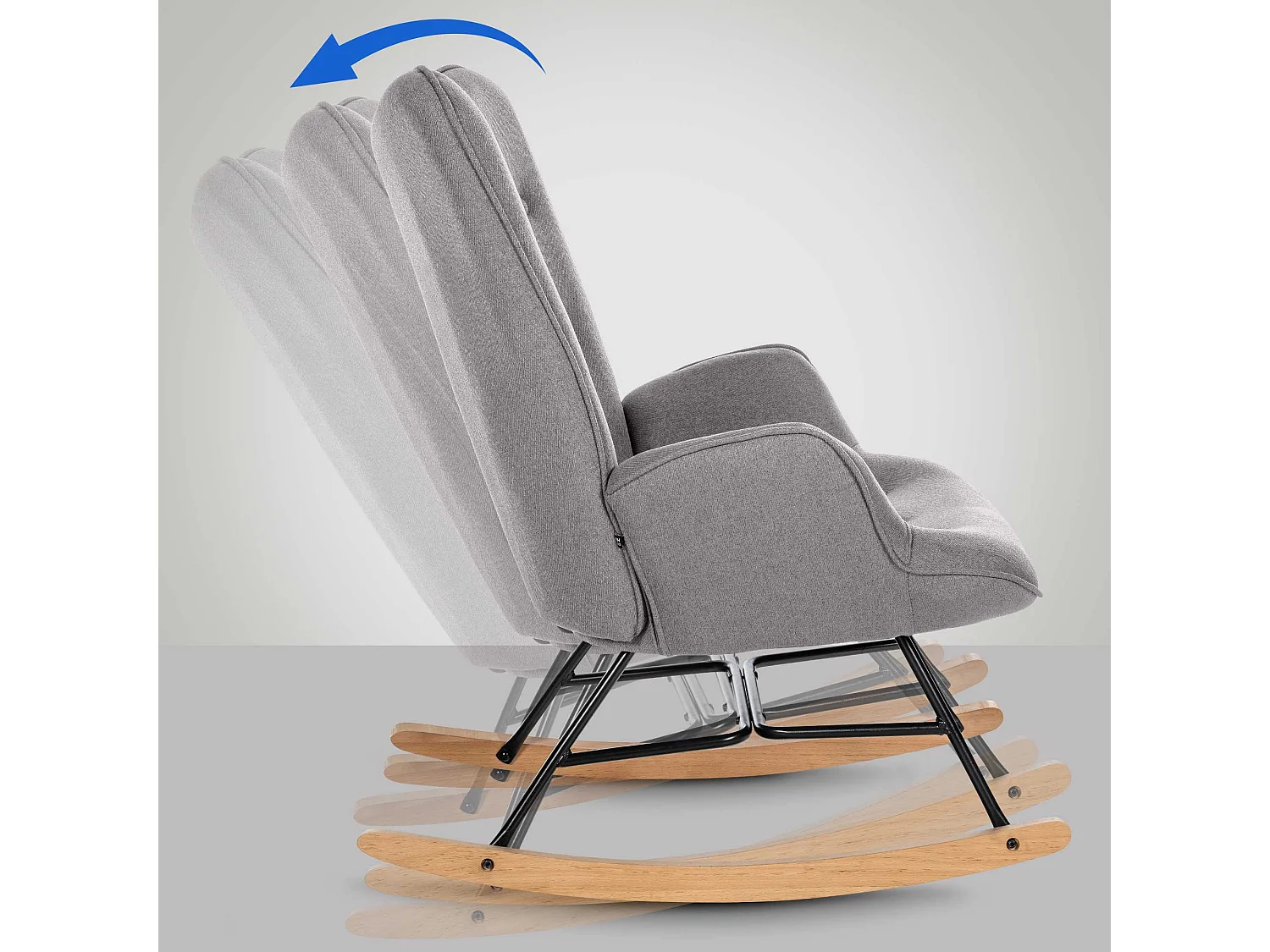 Chaise à bascule - Tissu & Métal - Gris - Sanka