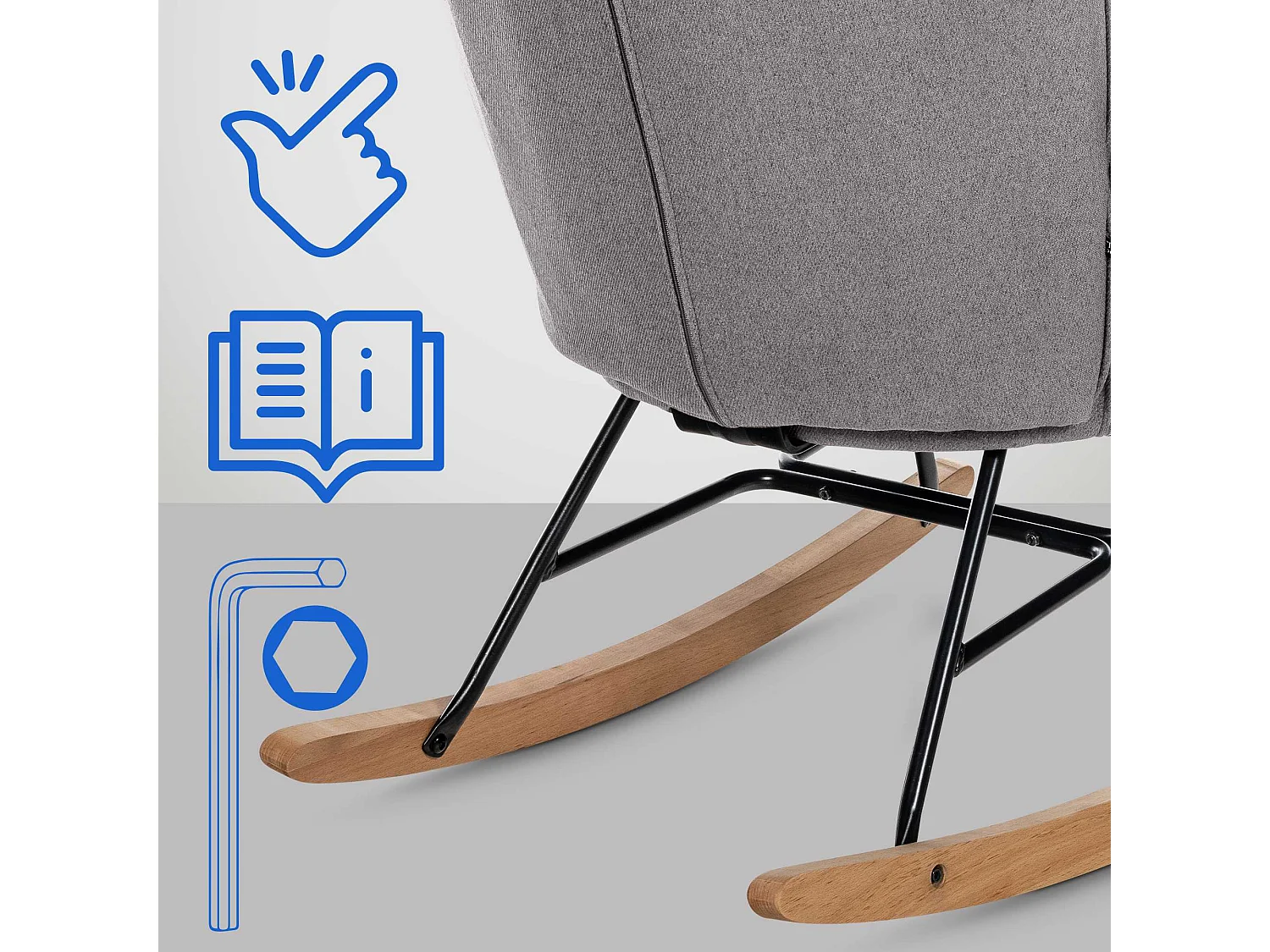Fauteuil à bascule - Tissu & Nature - Gris - Sanka