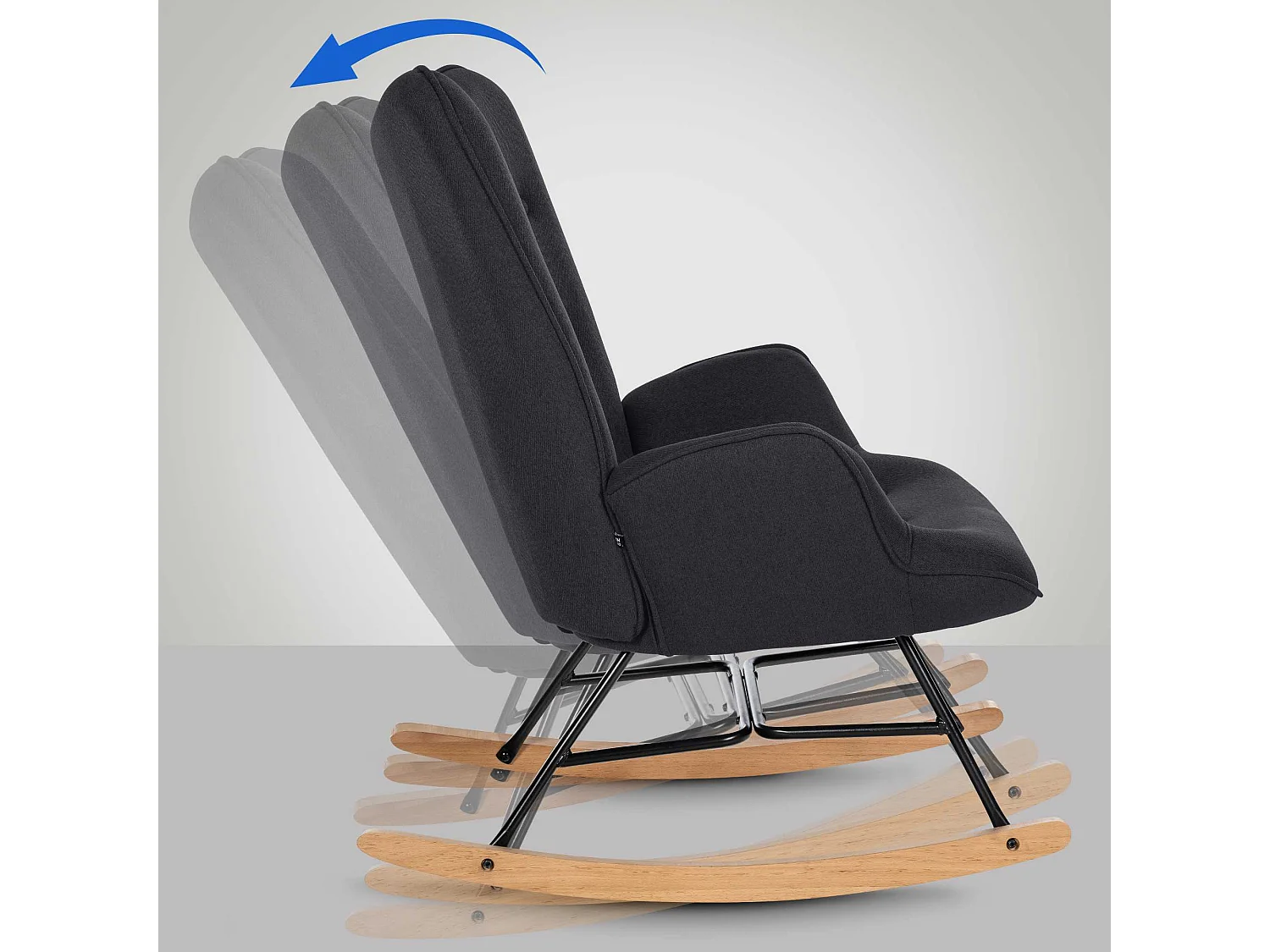 Chaise à bascule - Tissu & Métal - Noir - Sanka