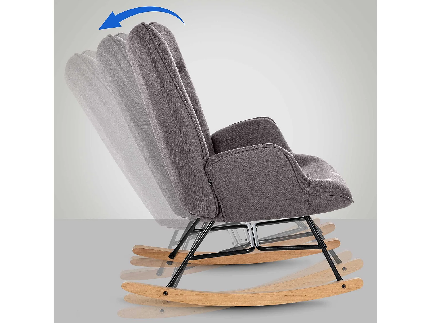 Chaise à bascule - Tissu & Métal - Gris foncé - Sanka