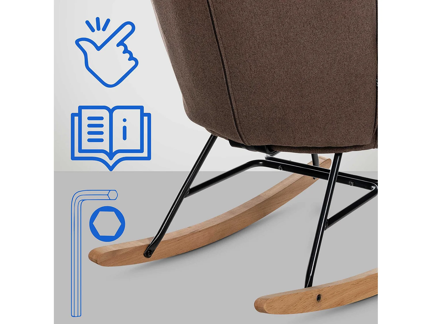 Schommelstoel - Stof & Metaal - bruin - Sanka