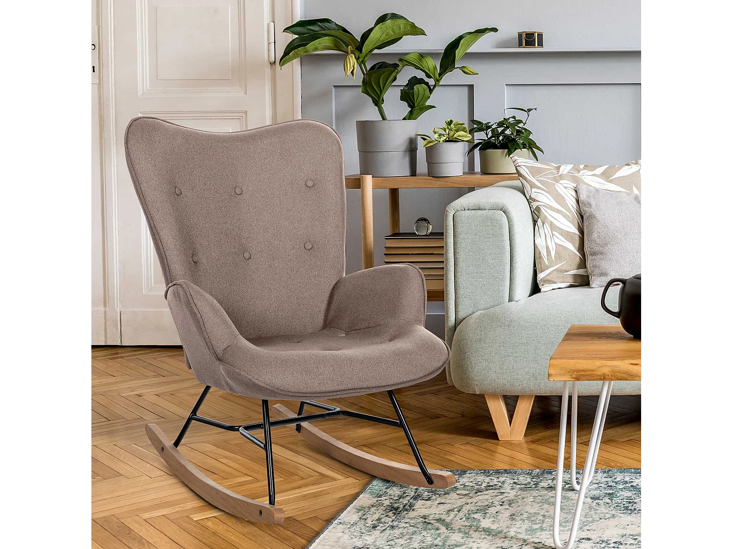 Chaise à bascule - Tissu & Métal - Taupe - Sanka