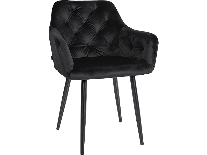chaises avec accoudoirs - Velours - Noir - Stanley