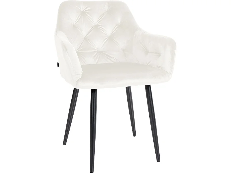 chaises avec accoudoirs - Velours - Crème - Stanley